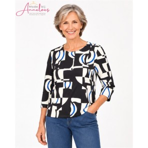 Barbara Lebek blouson shirt 15923062 Zwart wit blauw Barbara Lebek blouson shirt 15923062 Zwart wit blauw